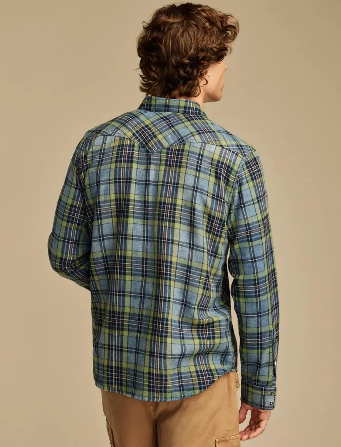 Lucky Brand Shirts and Tops Men Indigo Twill Long Sleeve Masa Western Shirt Blue Multi