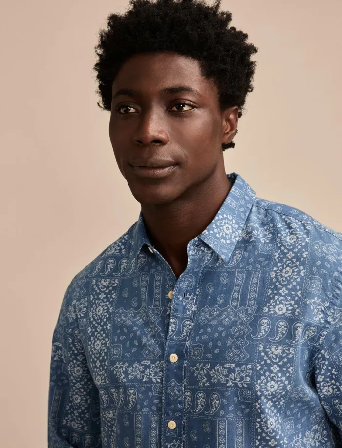 Lucky Brand Shirts and Tops Men Printed Paisley 1 Pocket Long Sleeve Shirt Blue Multi