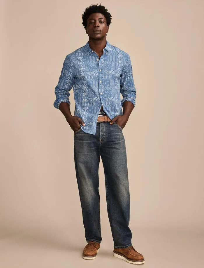 Lucky Brand Shirts and Tops Men Printed Paisley 1 Pocket Long Sleeve Shirt Blue Multi