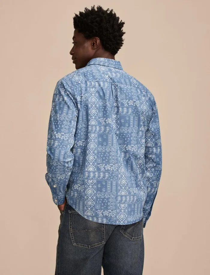 Lucky Brand Shirts and Tops Men Printed Paisley 1 Pocket Long Sleeve Shirt Blue Multi