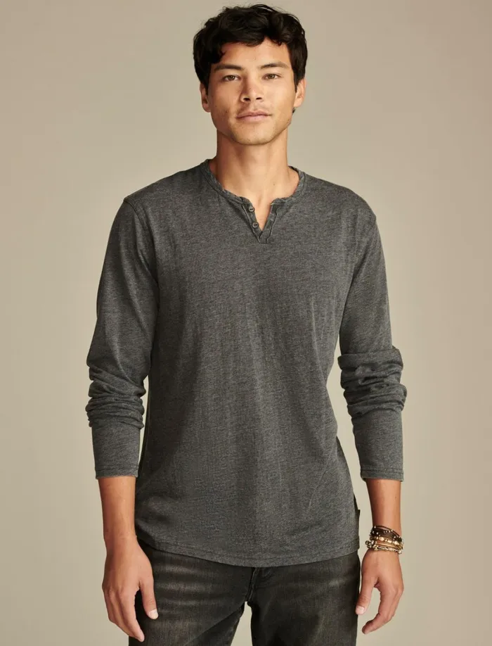 Lucky Brand Shirts and Tops Men Venice Burnout Long Sleeve Jet Black