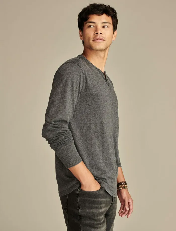 Lucky Brand Shirts and Tops Men Venice Burnout Long Sleeve Jet Black