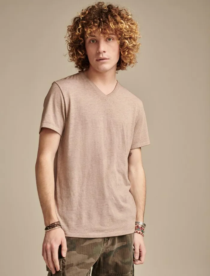 Lucky Brand Shirts and Tops Men Venice Burnout V Neck Tee Deep Taupe