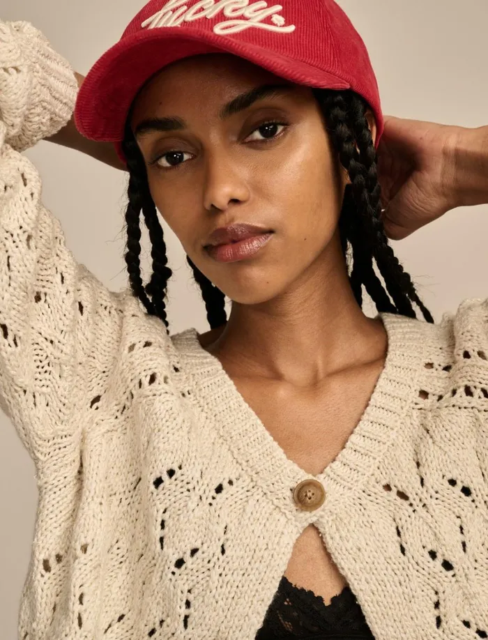 Lucky Brand Sweaters and Sweatshirts Women Shine Pointelle Cardigan Tofu