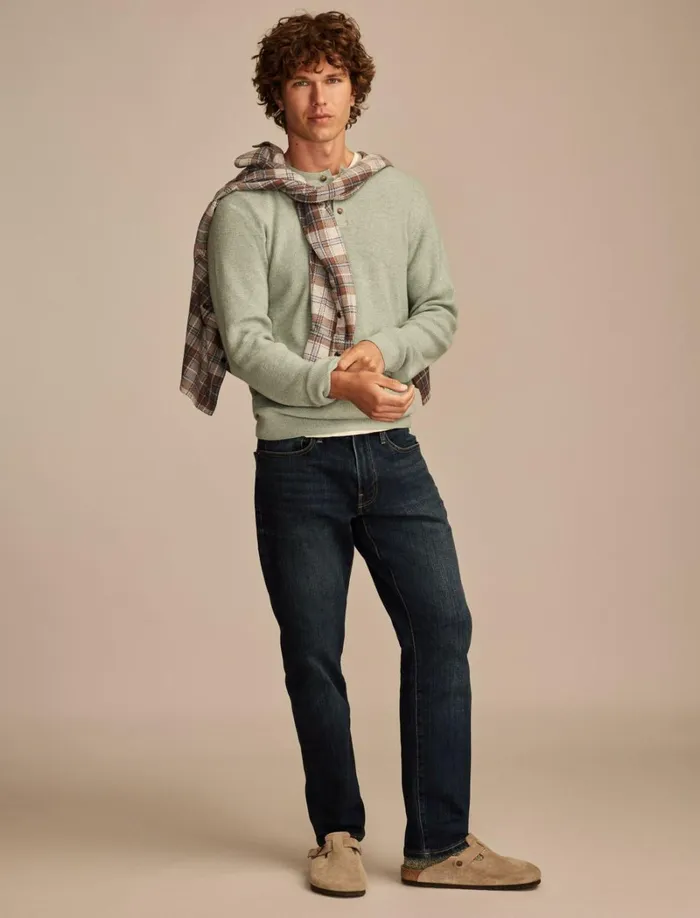 Lucky Brand Sweaters Men Henley Sweater Heather Green