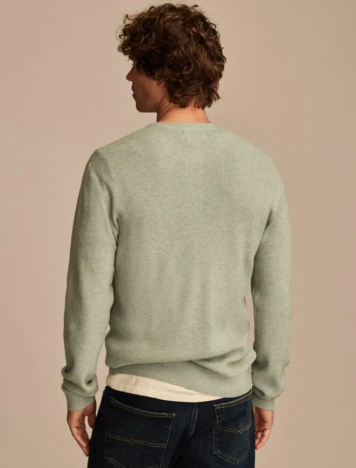 Lucky Brand Sweaters Men Henley Sweater Heather Green