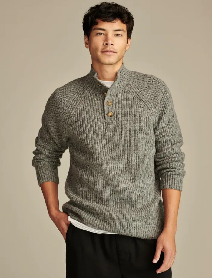 Lucky Brand Sweaters Men Nep 14 Mock Neck Sweater Medium Heather Grey
