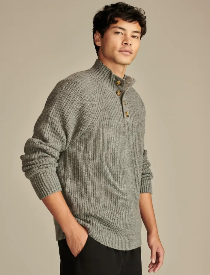 Lucky Brand Sweaters Men Nep 14 Mock Neck Sweater Medium Heather Grey