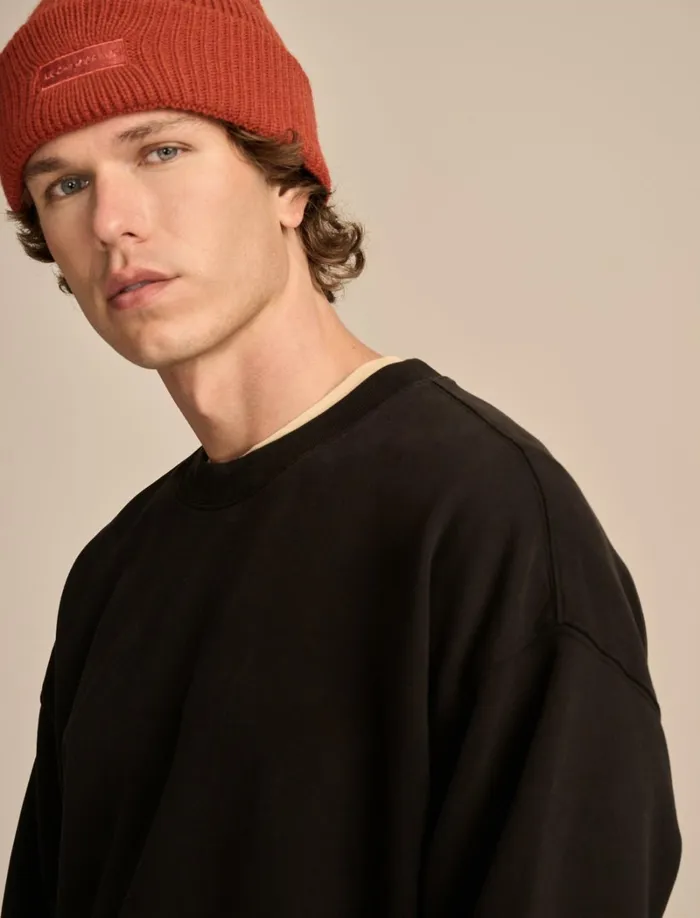 Lucky Brand Sweaters Men Relaxed Fleece Crew Jet Black