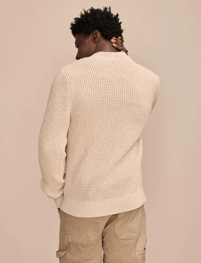 Lucky Brand Sweaters Men Waffle Cardigan Moonbeam Wash