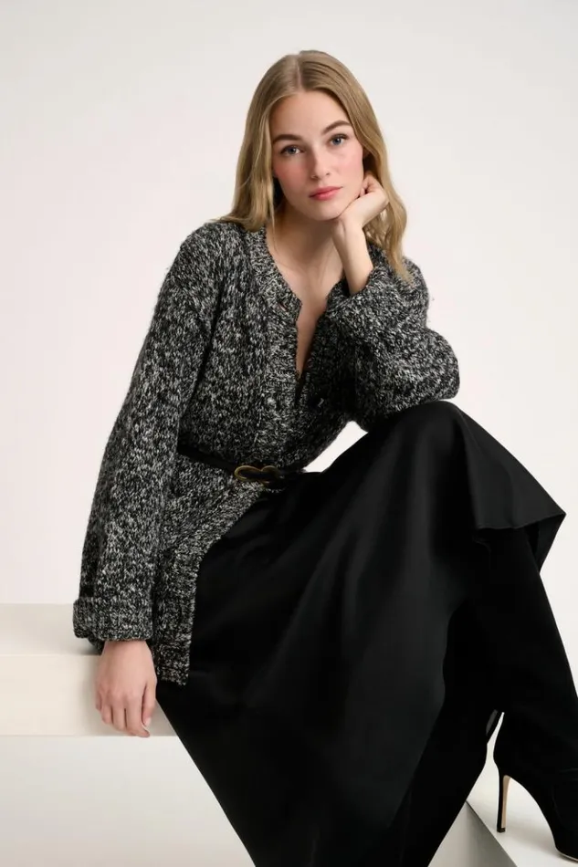 Luisa Spagnoli Cardigan Consegna 8211 Mlange Jacket Blackcream 8211 Women Luisa Spagnoli Cardigan Consegna 8211 Mlange Jacket Blackcream 8211 Women