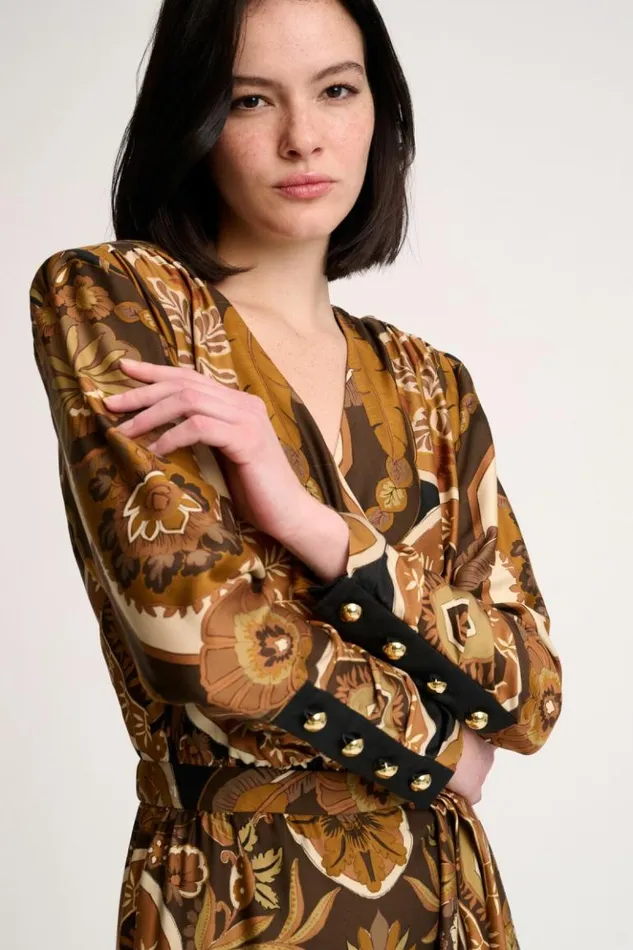 Luisa Spagnoli Dresses and Jumpsuits Girello 8211 Print Dress Brown 8211 Women