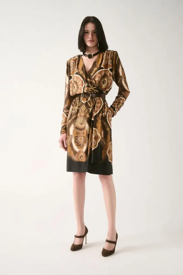 Luisa Spagnoli Dresses and Jumpsuits Girello 8211 Print Dress Brown 8211 Women Luisa Spagnoli Dresses and Jumpsuits Girello 8211 Print Dress Brown 8211 Women
