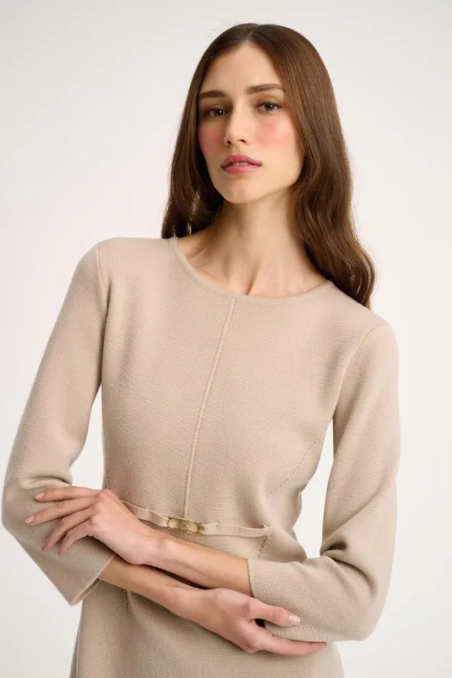 Luisa Spagnoli Dresses and Jumpsuits Marinella 8211 Bon Ton Knit Dress Beige 8211 Women