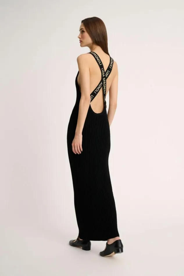 Luisa Spagnoli Dresses and Jumpsuits Mendez 8211 Dress With Jacquard Straps 8211 Fashion Show Black 8211 Women Luisa Spagnoli Dresses and Jumpsuits Mendez 8211 Dress With Jacquard Straps 8211 Fashion Show Black 8211 Women