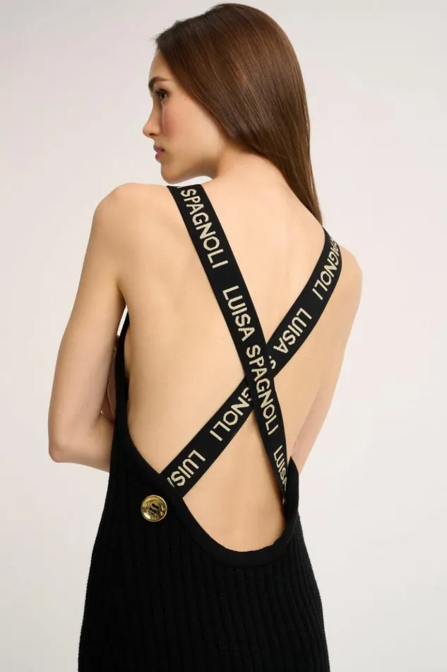 Luisa Spagnoli Dresses and Jumpsuits Mendez 8211 Dress With Jacquard Straps 8211 Fashion Show Black 8211 Women Luisa Spagnoli Dresses and Jumpsuits Mendez 8211 Dress With Jacquard Straps 8211 Fashion Show Black 8211 Women