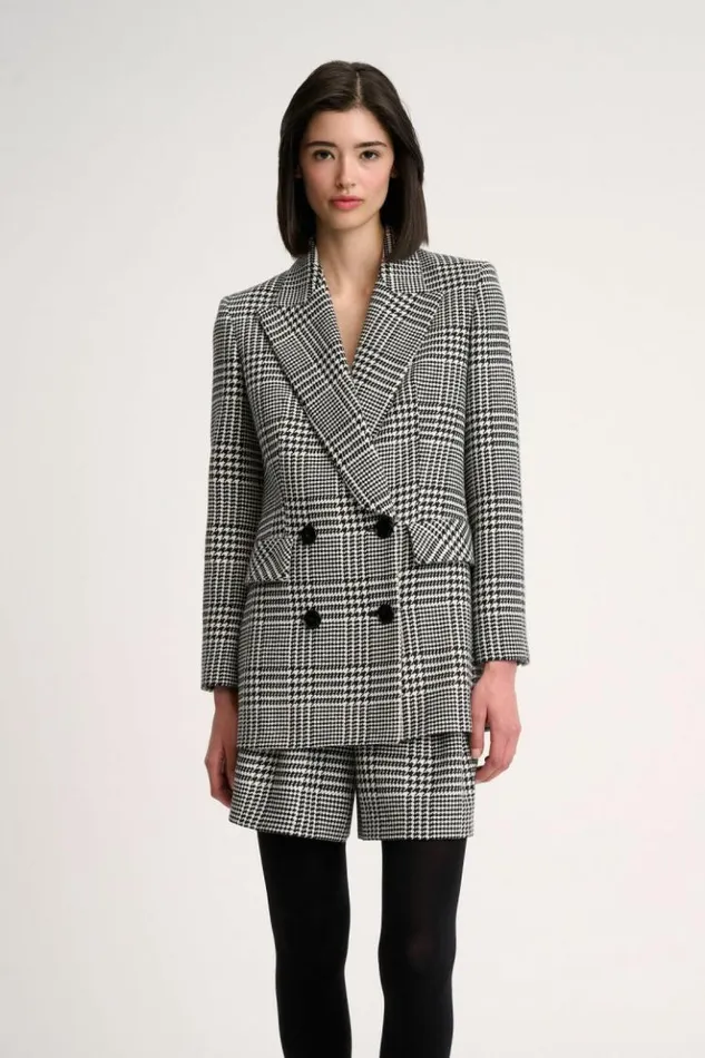 Luisa Spagnoli Jackets and Blazers Stazione 8211 Glen Plaid Jacket Blackcream 8211 Women Luisa Spagnoli Jackets and Blazers Stazione 8211 Glen Plaid Jacket Blackcream 8211 Women
