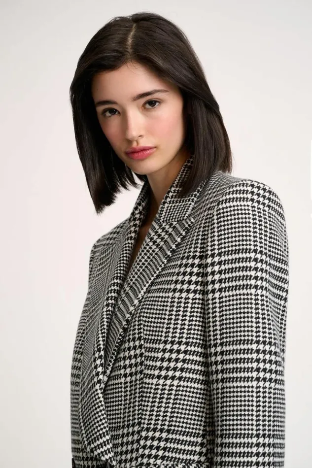 Luisa Spagnoli Jackets and Blazers Stazione 8211 Glen Plaid Jacket Blackcream 8211 Women Luisa Spagnoli Jackets and Blazers Stazione 8211 Glen Plaid Jacket Blackcream 8211 Women
