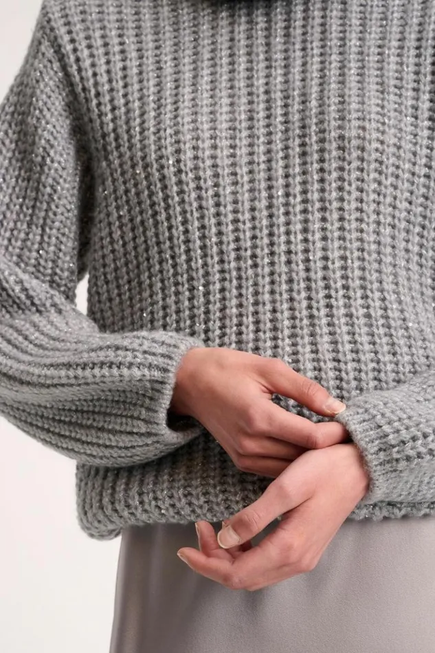 Luisa Spagnoli Knitwear Condizione 8211 Turtleneck Pullover Grey Melange 8211 Women Luisa Spagnoli Knitwear Condizione 8211 Turtleneck Pullover Grey Melange 8211 Women