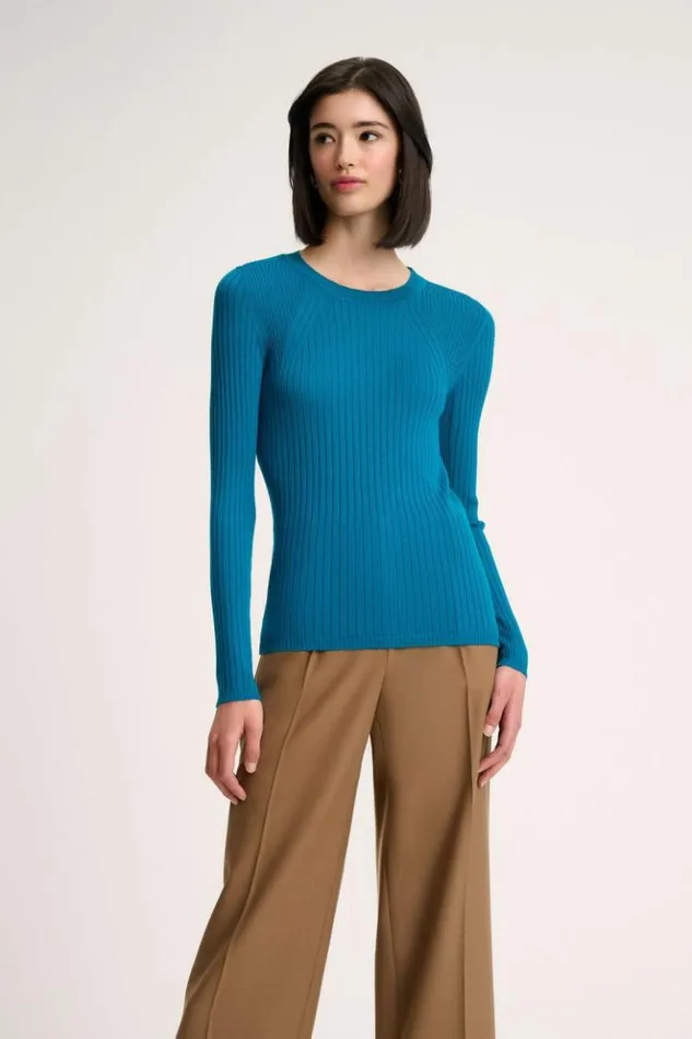 Luisa Spagnoli Knitwear Maggi 8211 RibKnit Pullover Peacock 8211 Women