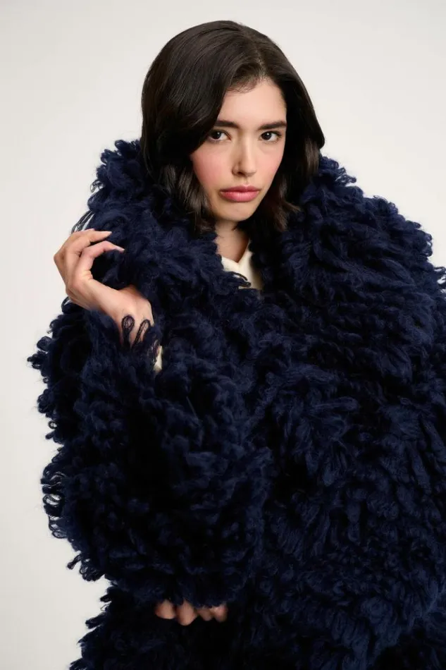 Luisa Spagnoli Outerwear Corrente 8211 Oversized Jacket 8211 Fashion Show Blue 8211 Women Luisa Spagnoli Outerwear Corrente 8211 Oversized Jacket 8211 Fashion Show Blue 8211 Women