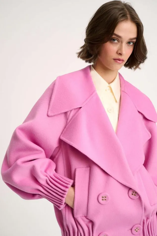Luisa Spagnoli Outerwear Scherma 8211 RolledHem Pea Coat 8211 Fashion Show 8211 Women Luisa Spagnoli Outerwear Scherma 8211 RolledHem Pea Coat 8211 Fashion Show 8211 Women