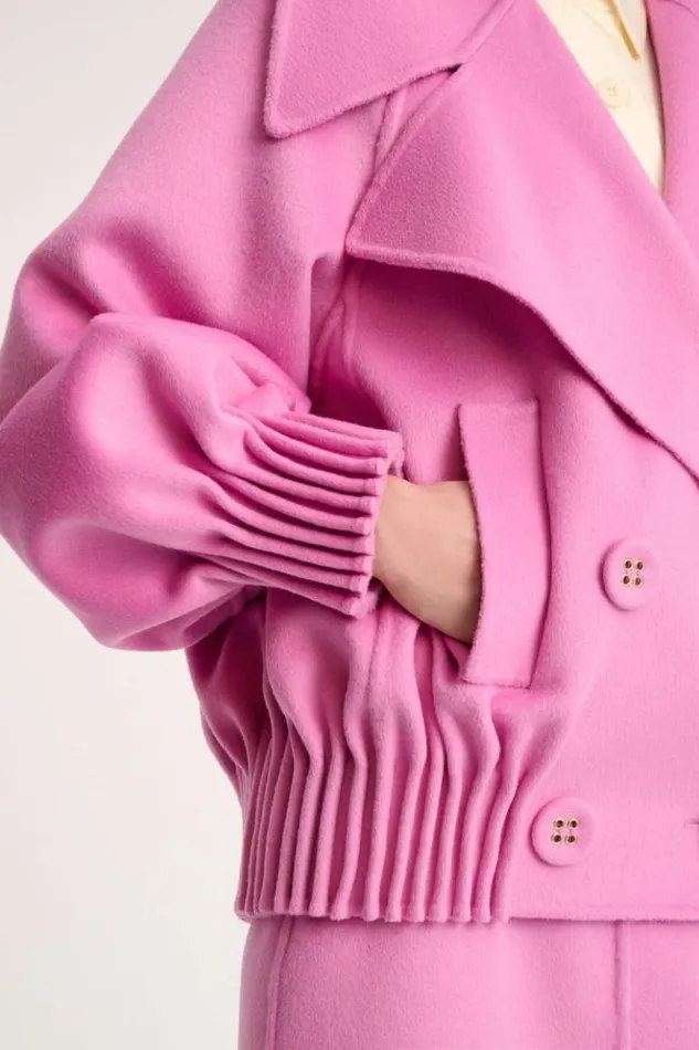 Luisa Spagnoli Outerwear Scherma 8211 RolledHem Pea Coat 8211 Fashion Show 8211 Women Luisa Spagnoli Outerwear Scherma 8211 RolledHem Pea Coat 8211 Fashion Show 8211 Women