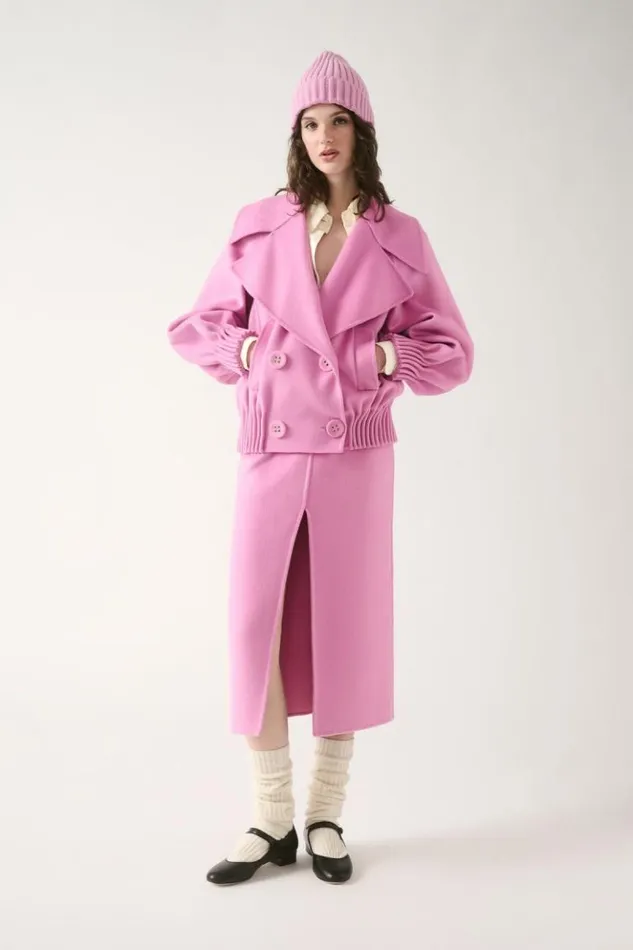 Luisa Spagnoli Outerwear Scherma 8211 RolledHem Pea Coat 8211 Fashion Show 8211 Women Luisa Spagnoli Outerwear Scherma 8211 RolledHem Pea Coat 8211 Fashion Show 8211 Women