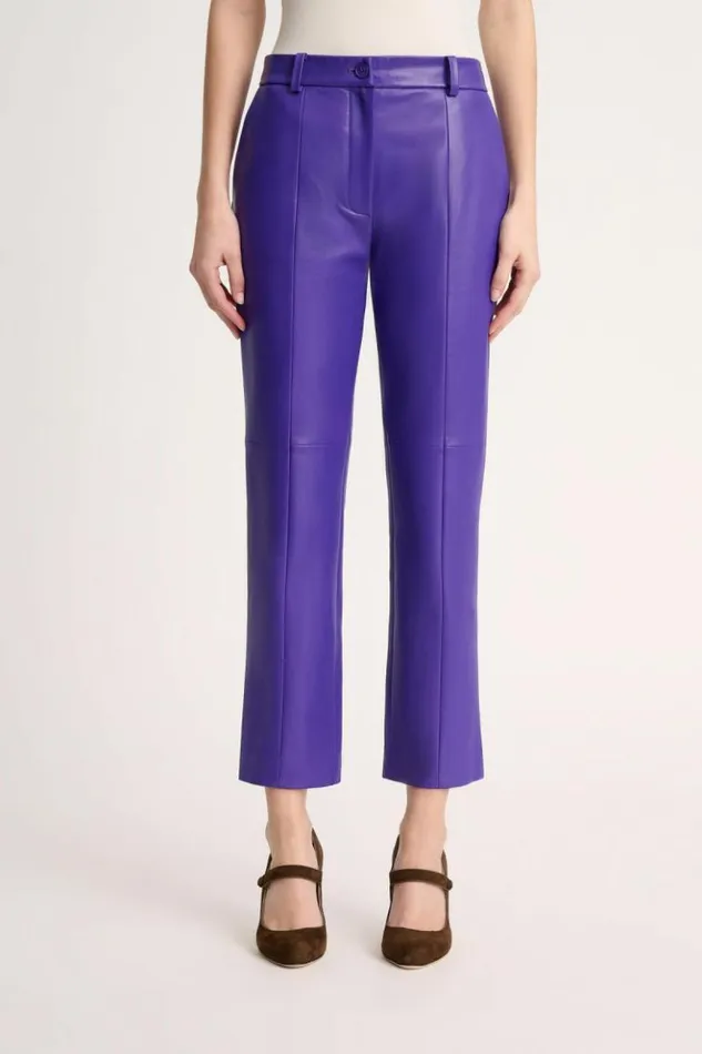 Luisa Spagnoli Pants Omonimo 8211 Cropped Leather Pants Purple 8211 Women