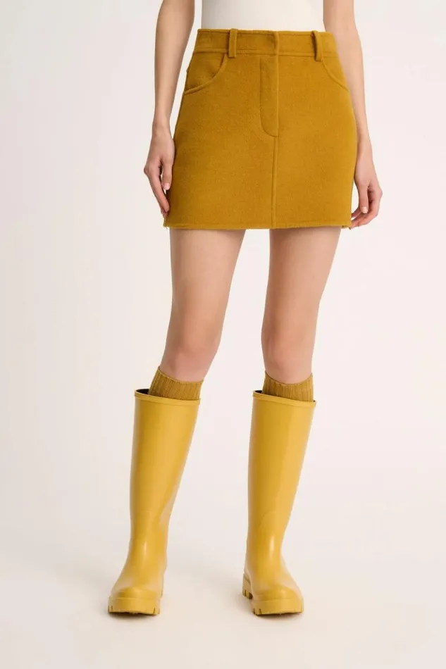 Luisa Spagnoli Skirts And Shorts Felino 8211 Blended Wool Mini Skirt 8211 Fashion Show Mustard 8211 Women Luisa Spagnoli Skirts And Shorts Felino 8211 Blended Wool Mini Skirt 8211 Fashion Show Mustard 8211 Women