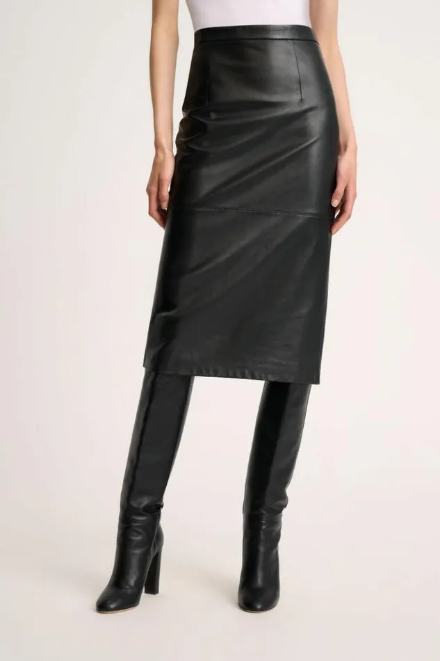Luisa Spagnoli Skirts And Shorts Fenice 8211 Longuette Leather Skirt Black 8211 Women