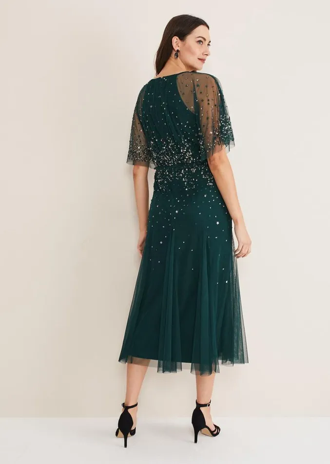 Lumi Short Tulle Beaded Dress Greyyellow Women Phase Eight Dresses