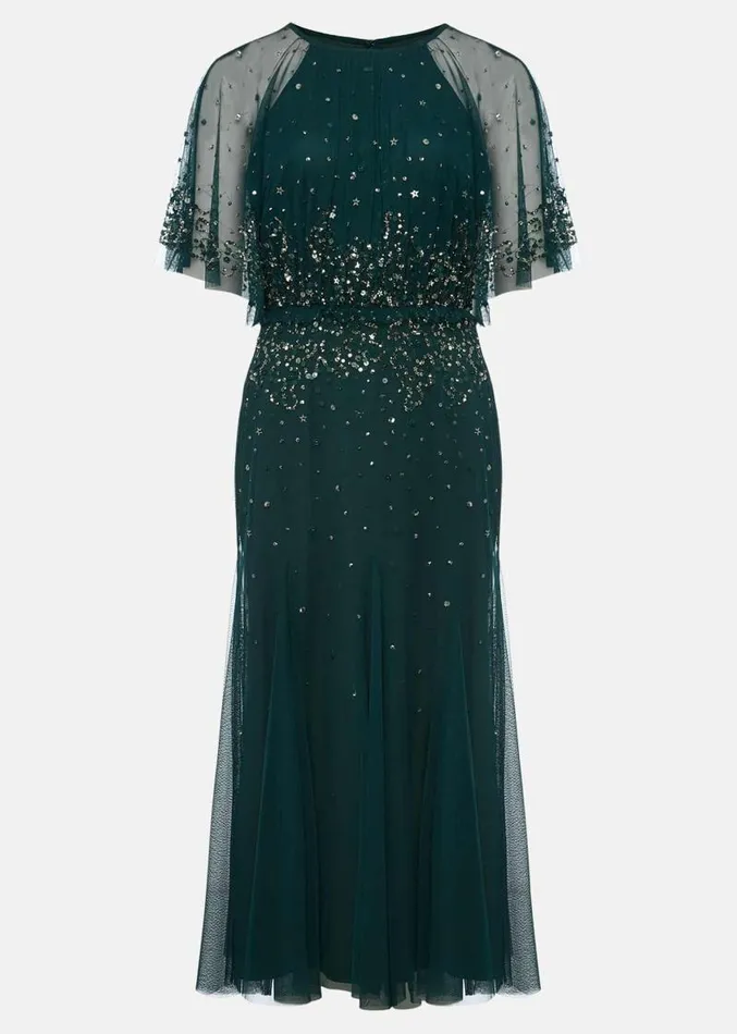 Lumi Short Tulle Beaded Dress Greyyellow Women Phase Eight Dresses