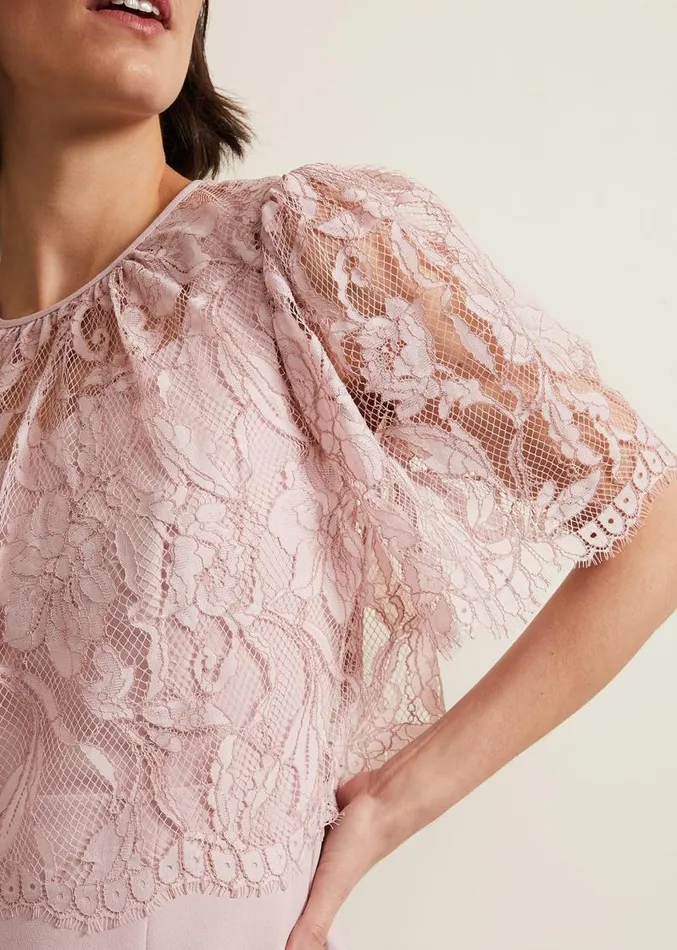 Lynette Lace Double Layer Dress Pale Pink Women Phase Eight Dresses