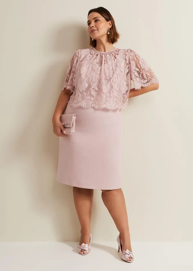 Lynette Lace Double Layer Dress Pale Pink Women Phase Eight Dresses