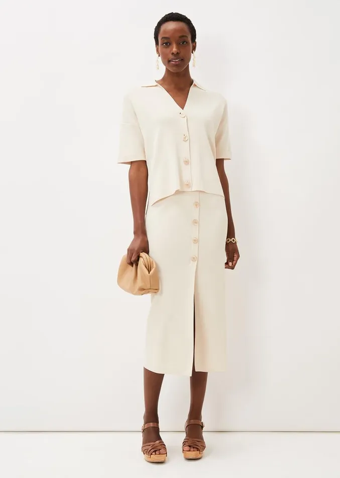 Mae TShirt Button Knit Buttermilk Women Phase Eight Knitwear