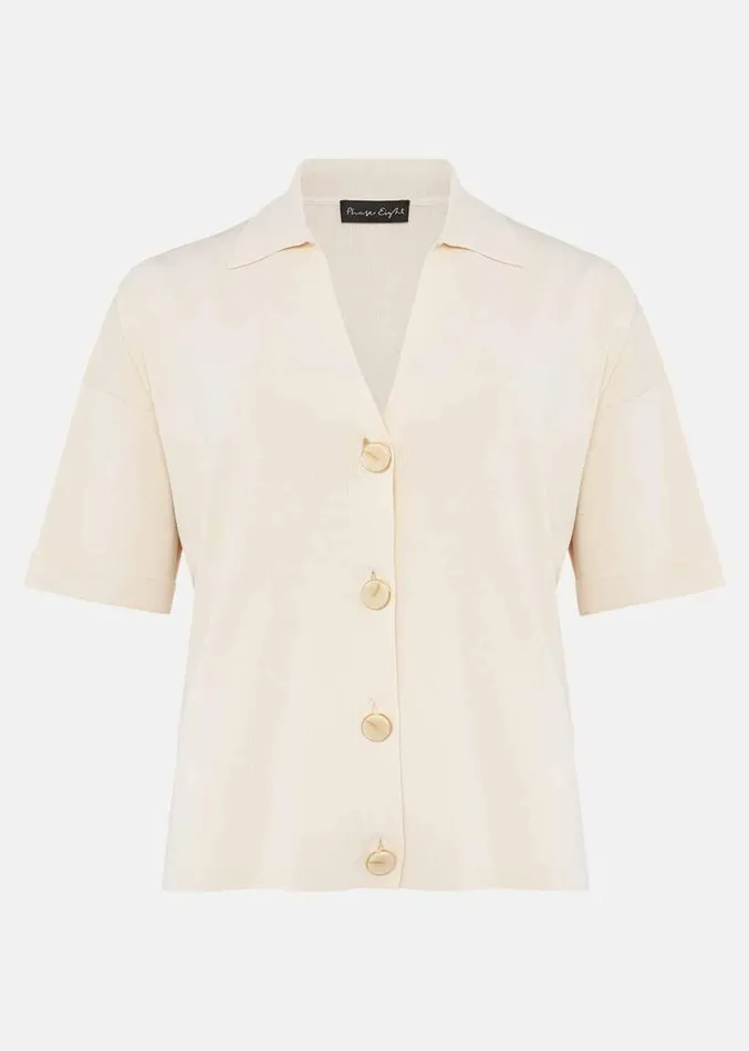 Mae TShirt Button Knit Buttermilk Women Phase Eight Knitwear