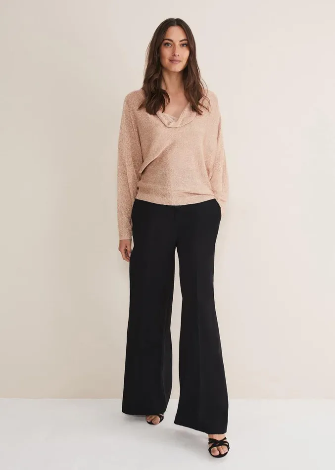 Malti Metallic Cowl Neck Knit Rose Gold Women Phase Eight Knitwear
