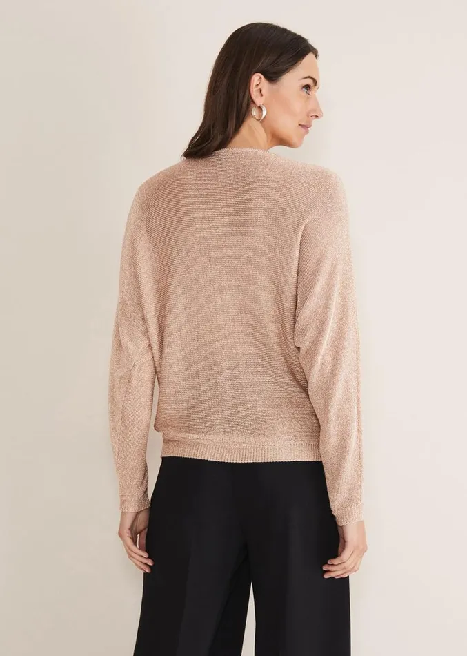 Malti Metallic Cowl Neck Knit Rose Gold Women Phase Eight Knitwear
