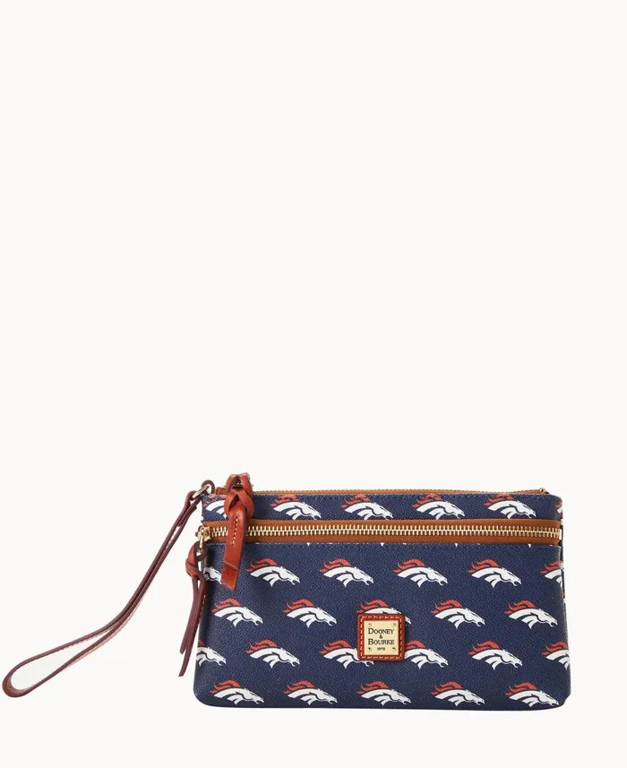 ManWoman NFL Broncos Double Zip Wristlet Denver Broncos Dooney and Bourke Wallets