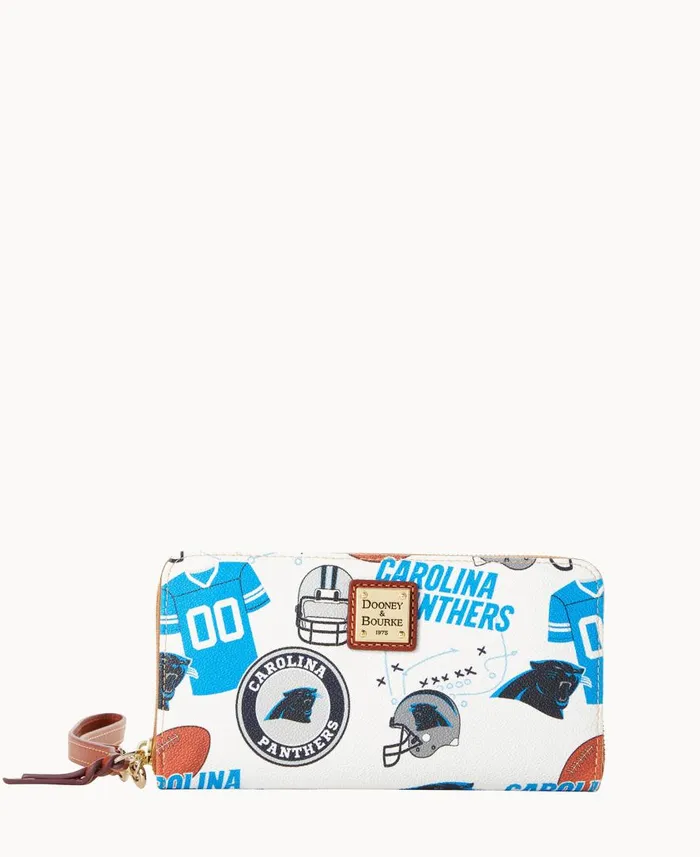 ManWoman NFL Panthers Large Zip Around Wristlet Panthers Dooney and Bourke Wallets