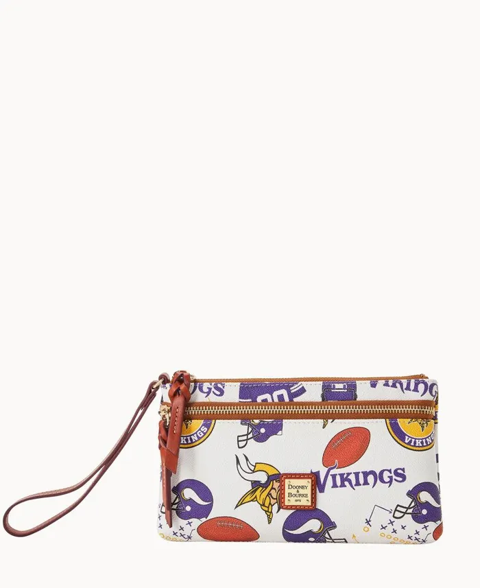 ManWoman NFL Vikings Double Zip Wristlet Minnesota Vikings Dooney and Bourke Wallets