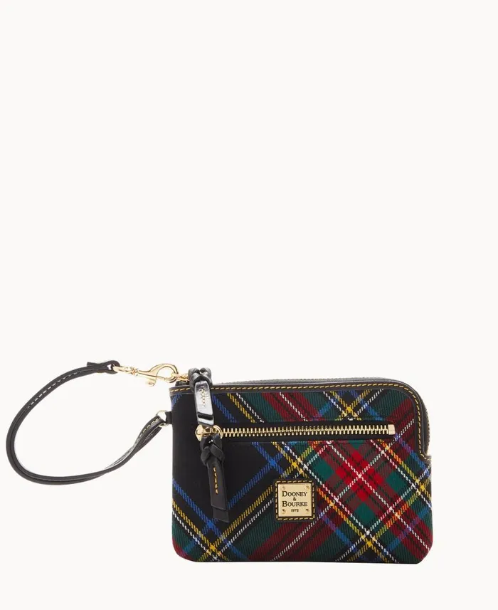 ManWoman Tartan Zip Around Wristlet Black Dooney and Bourke Wallets