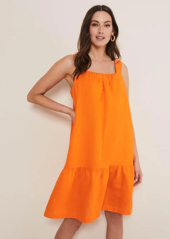 Mandy Linen Swing Dress Orange Women Phase Eight Dresses