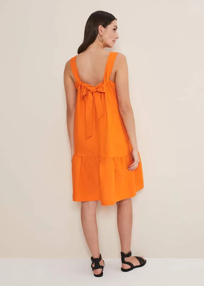 Mandy Linen Swing Dress Orange Women Phase Eight Dresses