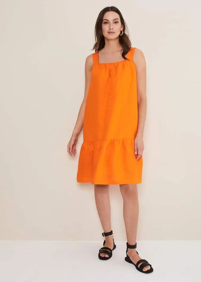 Mandy Linen Swing Dress Orange Women Phase Eight Dresses