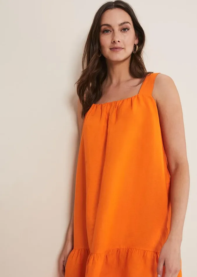 Mandy Linen Swing Dress Orange Women Phase Eight Dresses