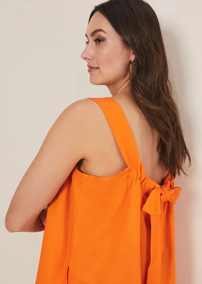 Mandy Linen Swing Dress Orange Women Phase Eight Dresses