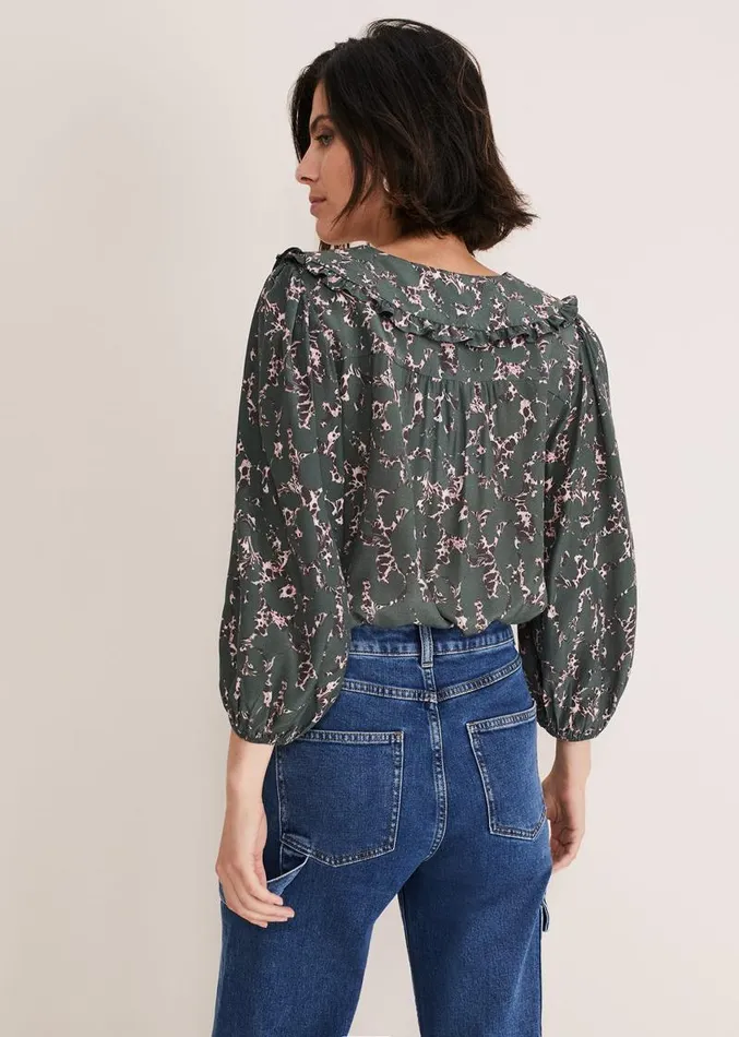 Marble Collar Blouse Carbonmulti Women Phase Eight Shirts and Blouses