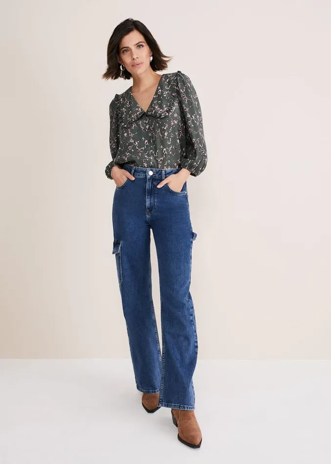Marble Collar Blouse Carbonmulti Women Phase Eight Shirts and Blouses